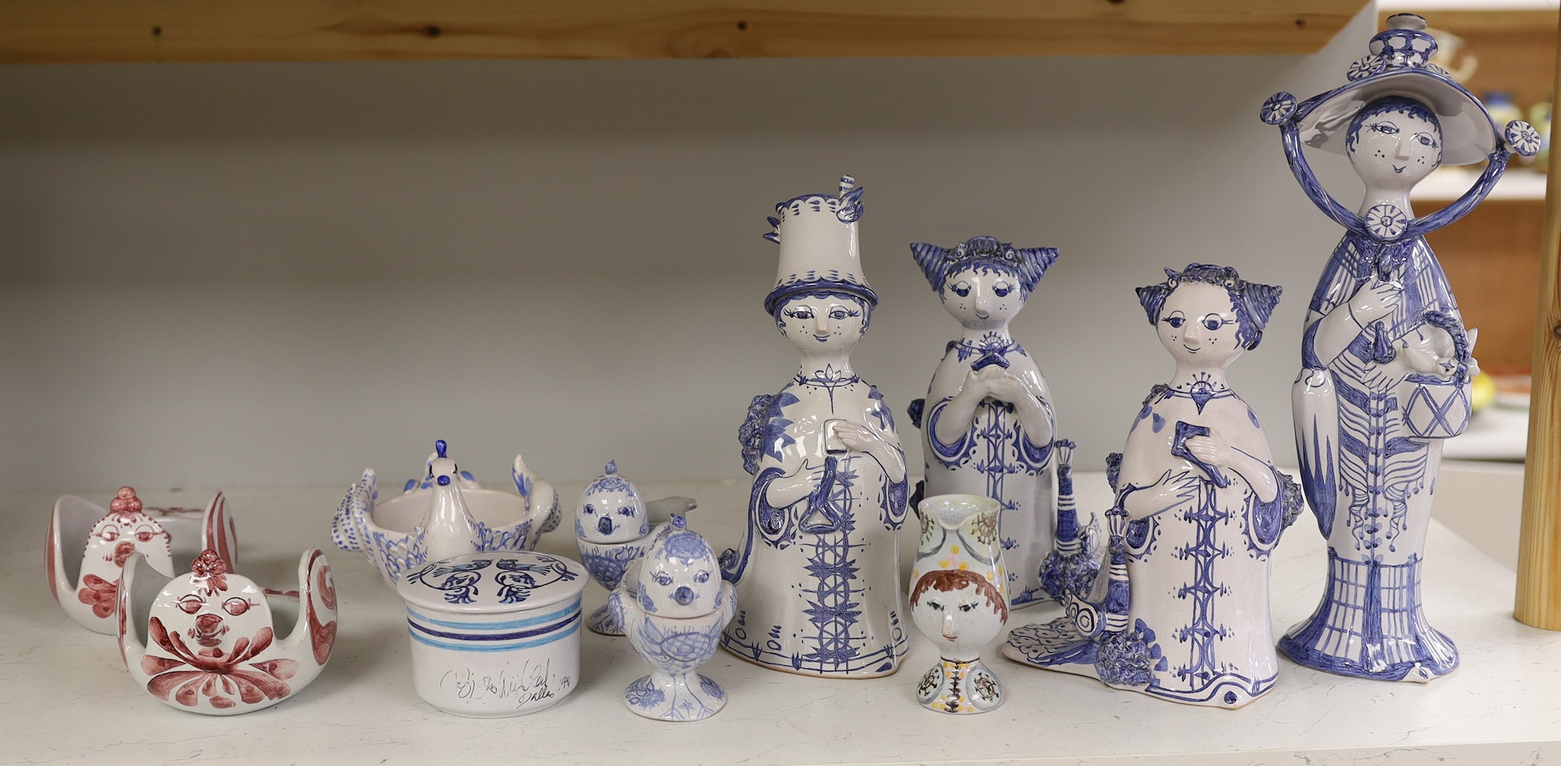 A collection of assorted Bjørn Wiinblad ceramics including figures, candlesticks, jugs etc, tallest 33cm
